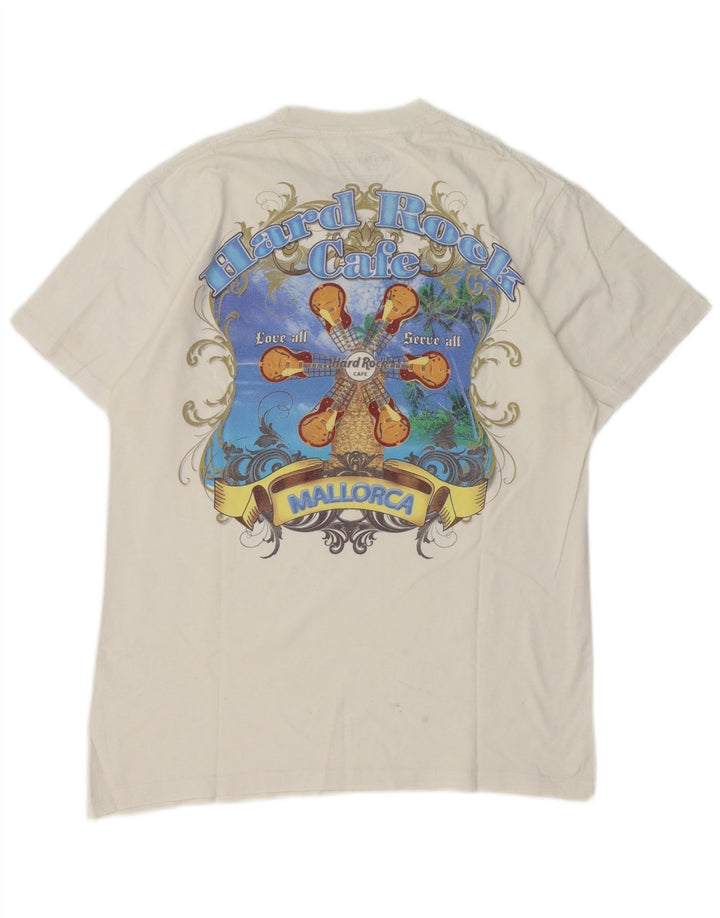 Hard Rock Cafe Mens Mallorca Graphic T-Shirt Top Medium White Cotton