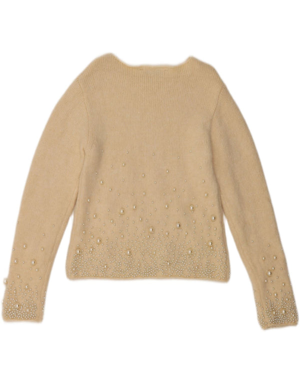 Zara Womens Crop Boat Neck Jumper Sweater UK 10 Small Off White Plettet
