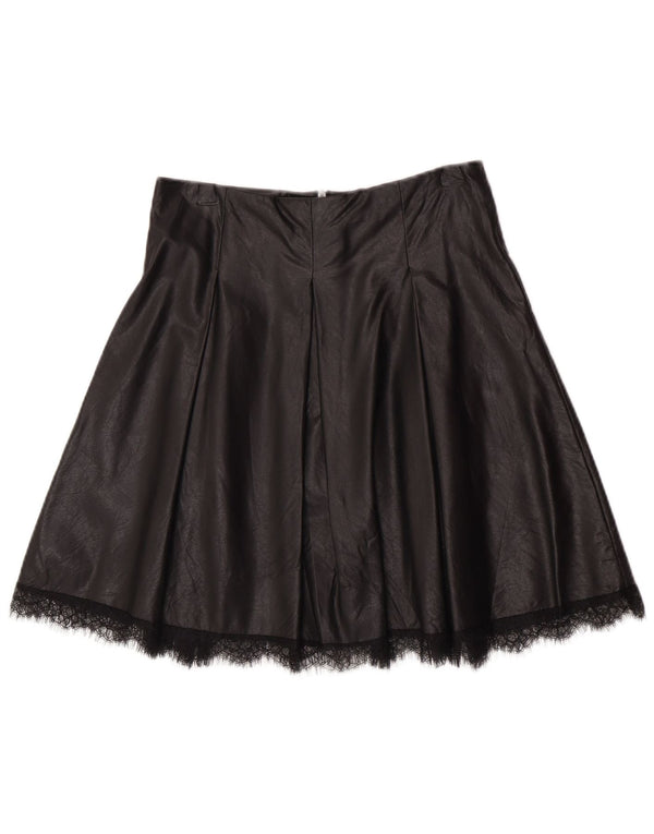 Женская расклешенная юбка из искусственной кожи Zara XS W24, черный полиуретан
