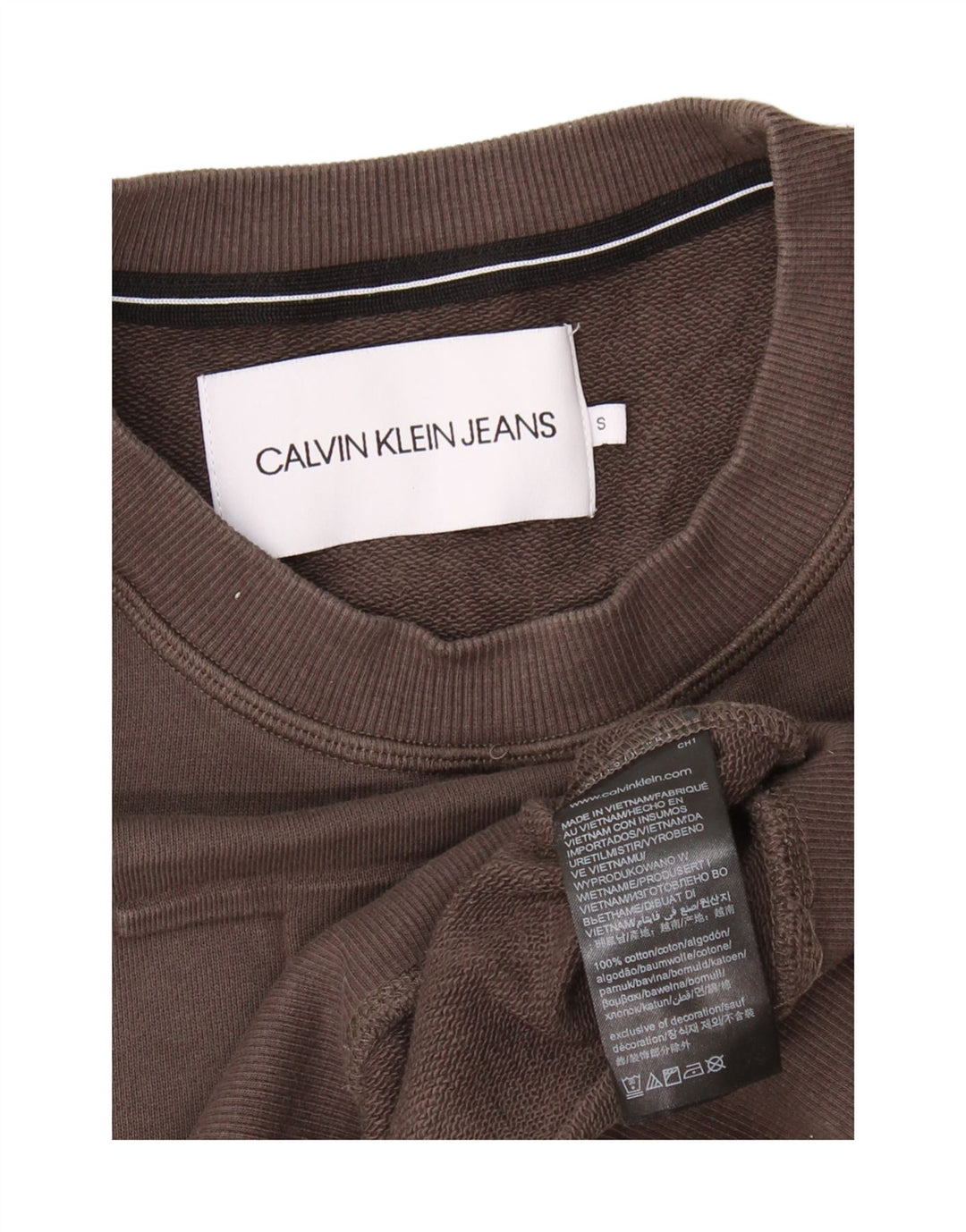 Calvin Klein Jeans Mens Graphic Sweatshirt Jumper Small Grey Cotton