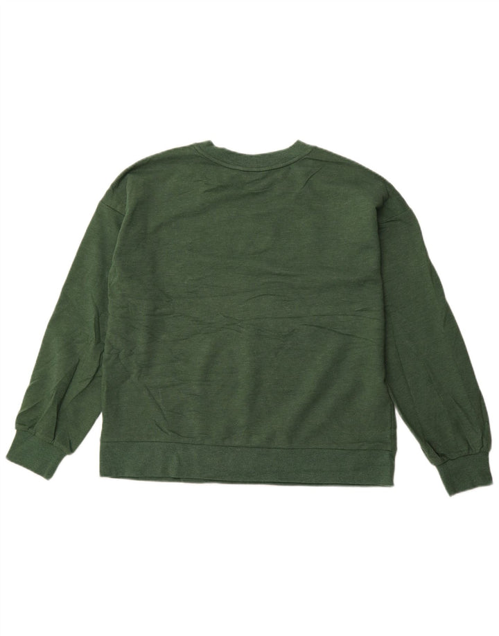 EDDIE BAUER Damen Sweatshirt Pullover UK 14 Mittelgrüne Baumwolle