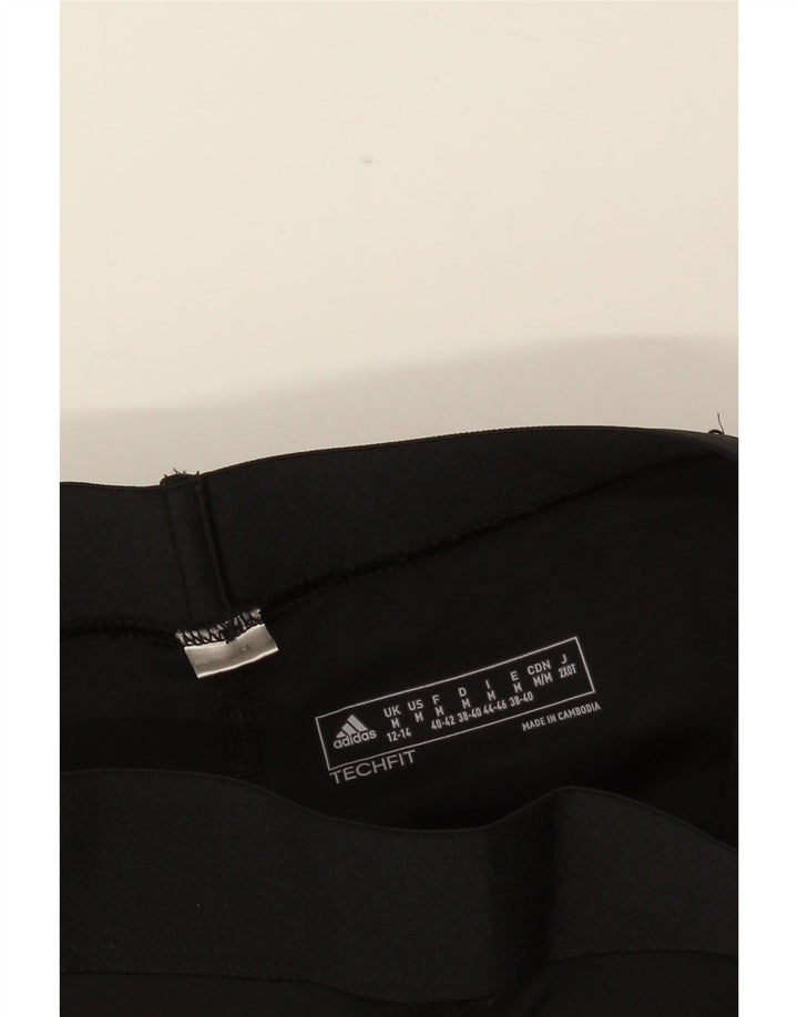 ADIDAS Womens Graphic Capri Leggings UK 12/14 Medium  Black