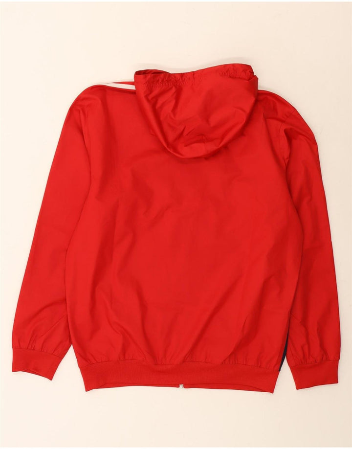Adidas Mens Hooded Tracksuit Top Jacket Medium Red Colourblock Polyester