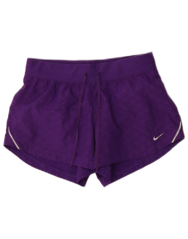 Nike Damen Dri Fit Sport Shorts UK 10 Small Lila Geometrisch Polyester