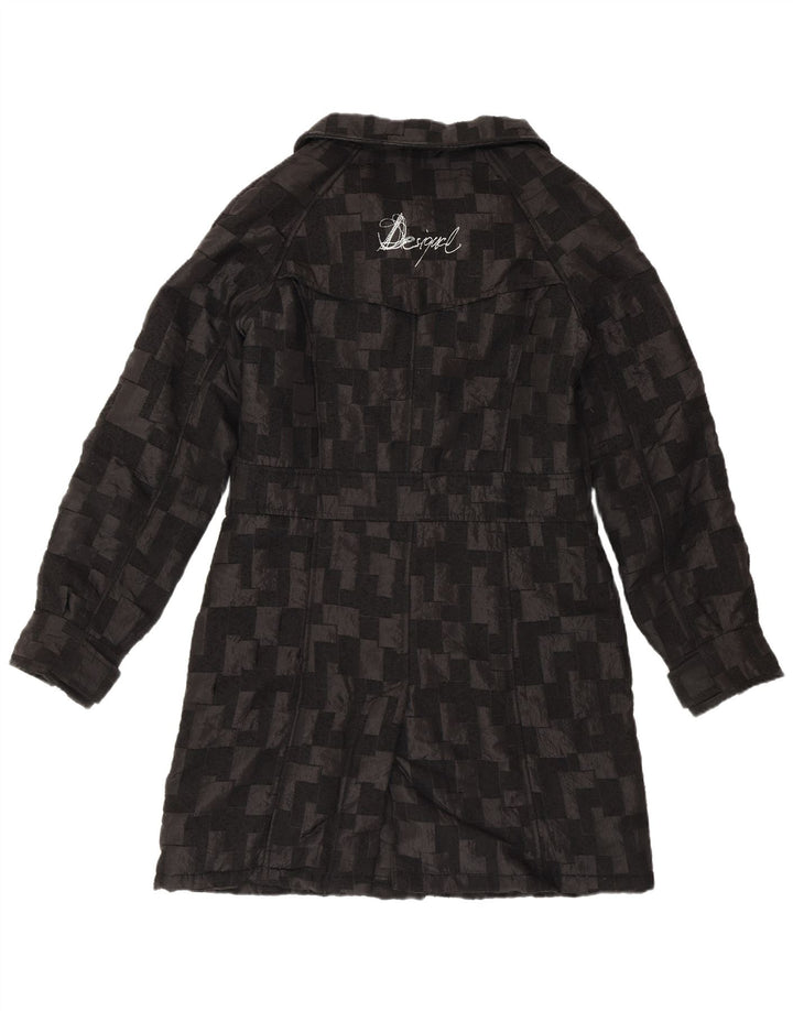 Desigual Womens Windbreaker Coat EU 40 Medium Black Geometric