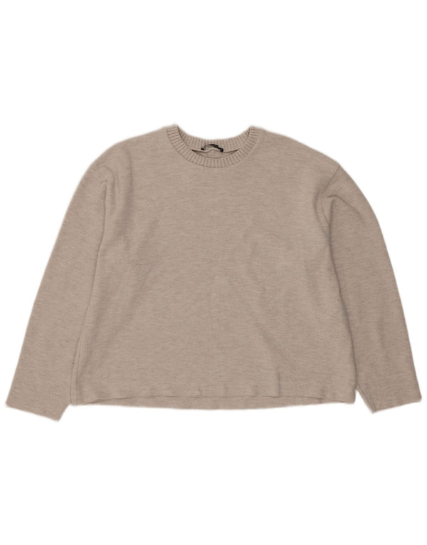 Zara Womens Crop Blouse Top UK 16 Grand Beige Polyester