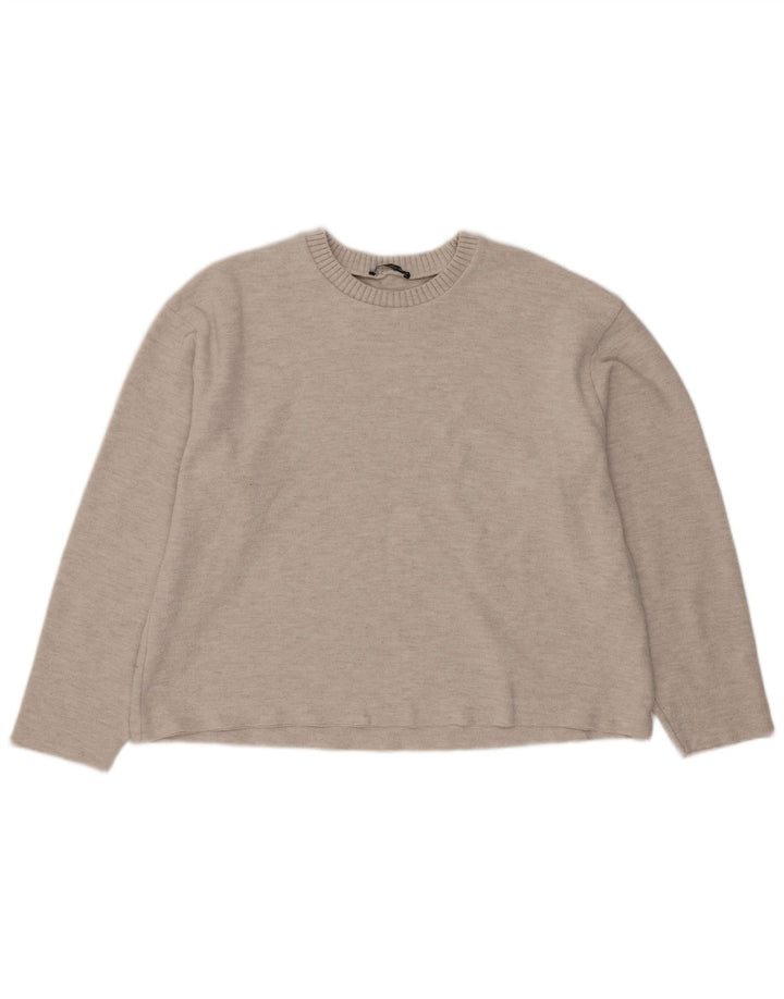 Zara Womens Crop Blouse Top UK 16 Grand Beige Polyester