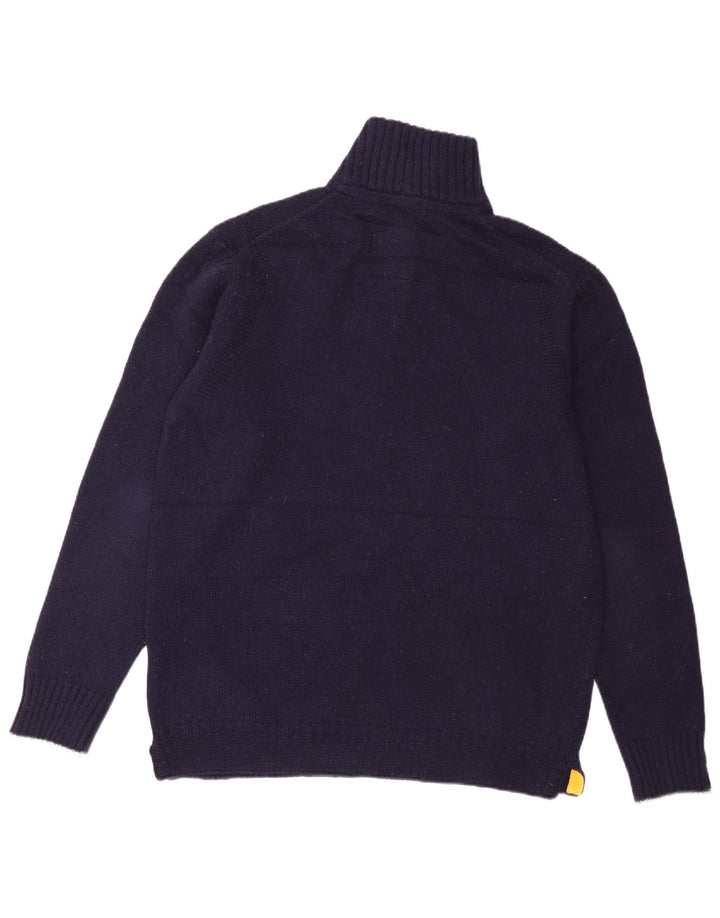 Boden - Jersey con cuello y cremallera para hombre, talla grande, de lana de cordero azul marino
