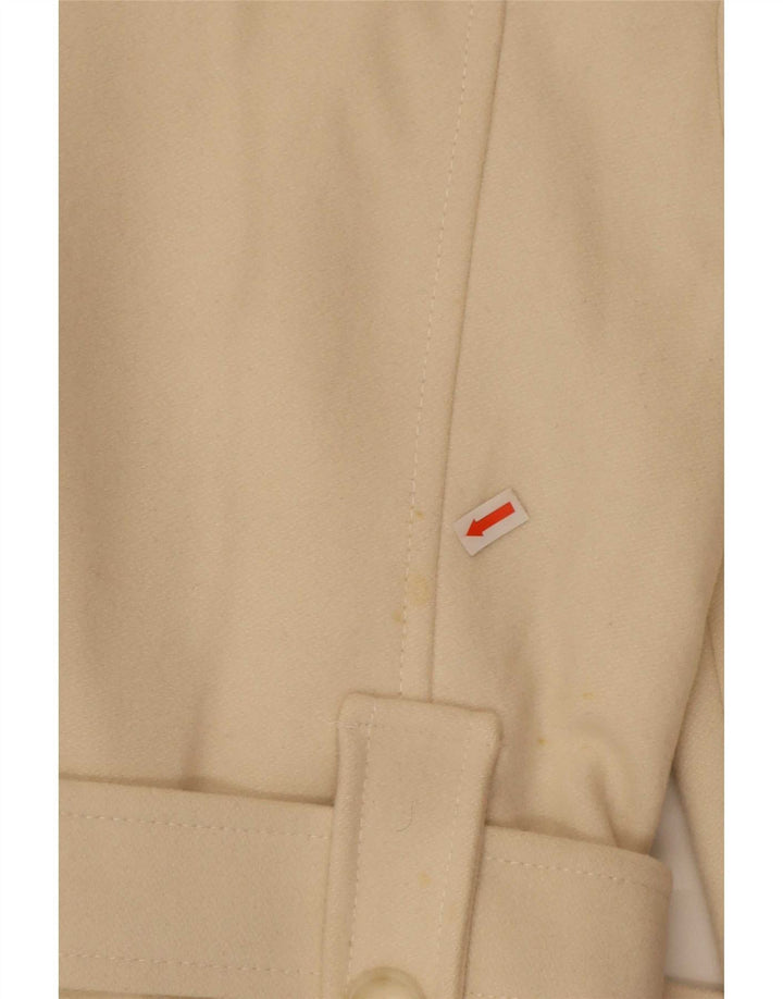Benetton Womens Double Breasted Coat IT 40 Small Beige Wool