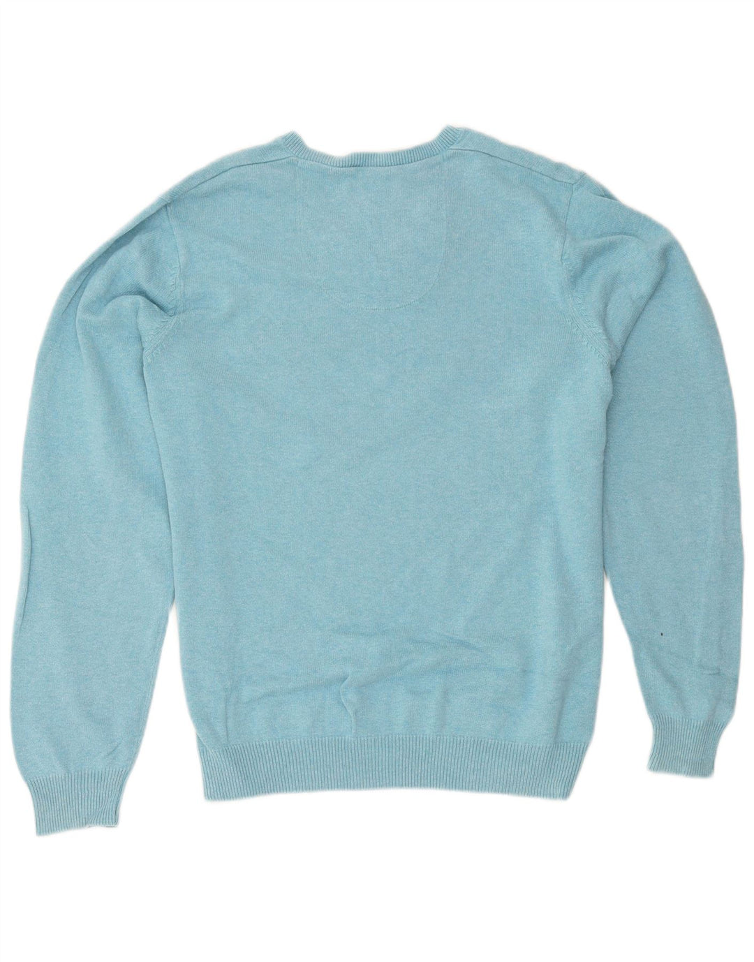 Marks & Spencer Mens Regular Fit V-Neck Jumper Sweater Large Blue Cotton