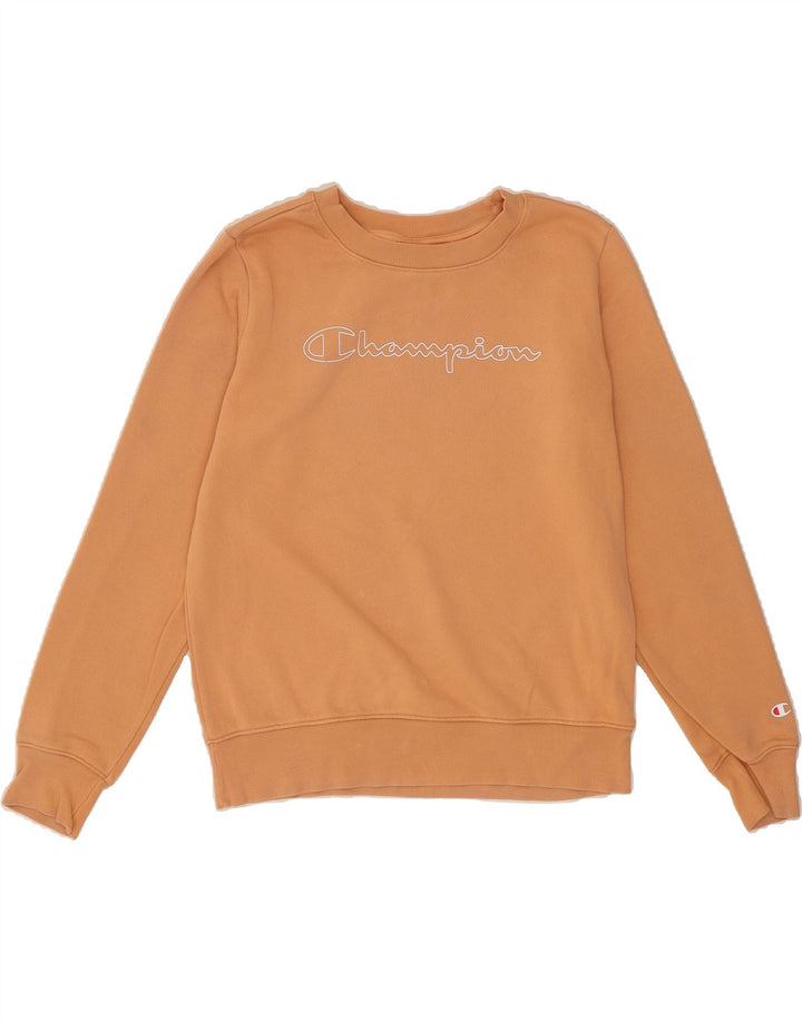 CHAMPION Womens Graphic Sweatshirt Jumper UK 14 Medium Orange Vintage Champion and Second-Hand Champion from Messina Hembry 