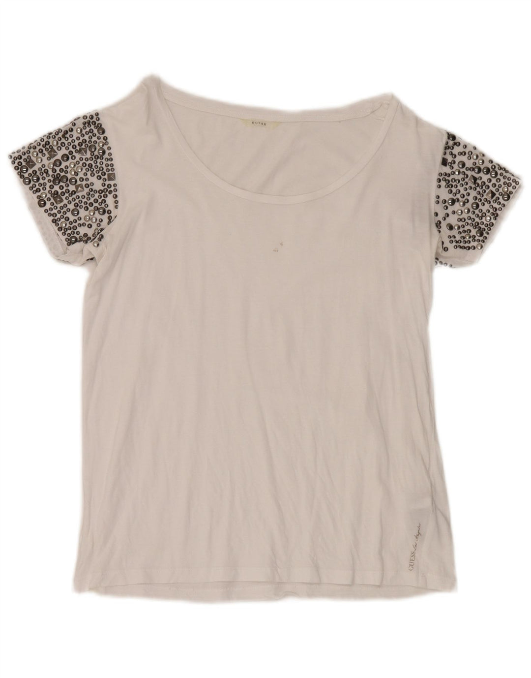 Guess Womens T-Shirt Top UK 8 Small White Cotton