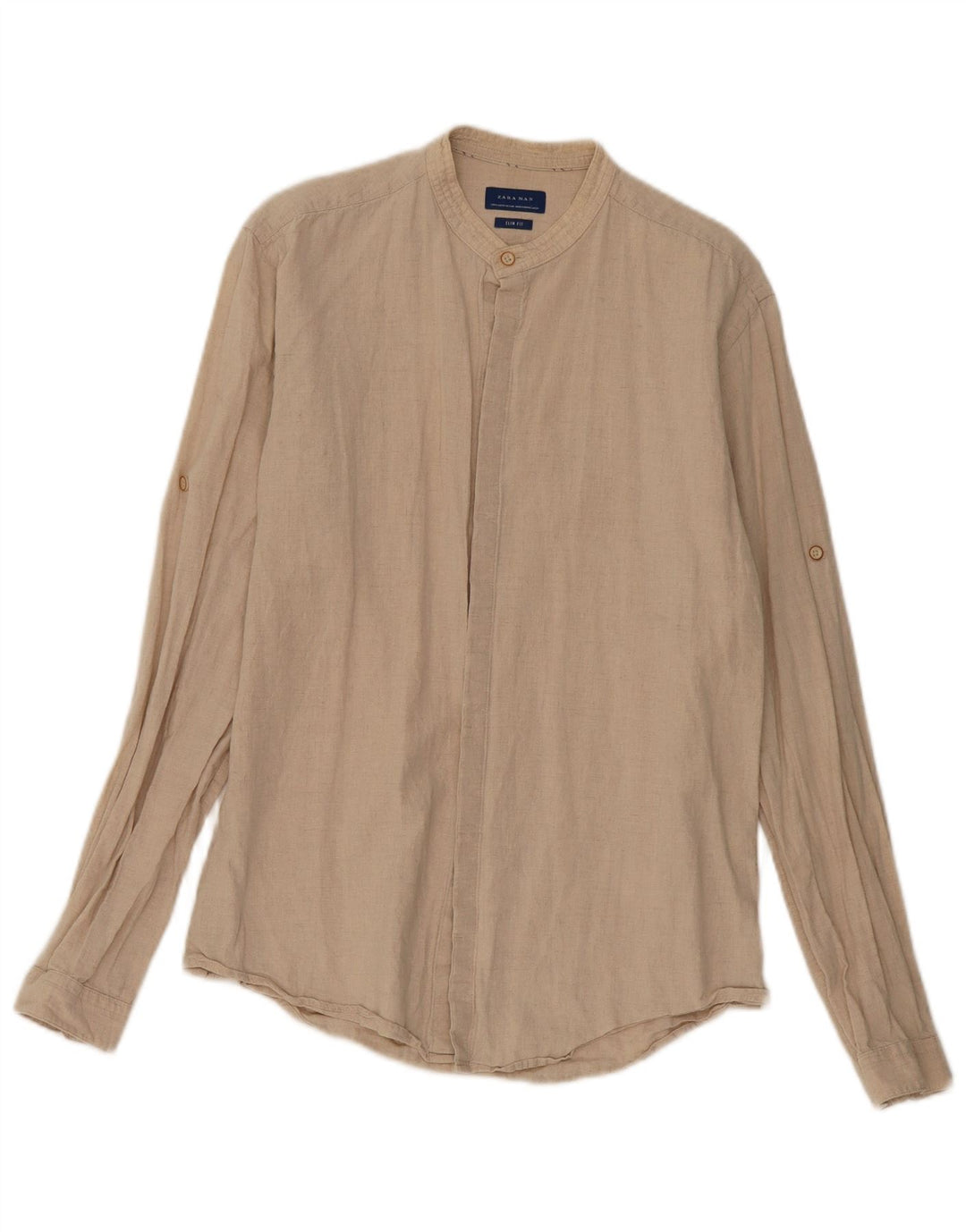 Camicia Zara da uomo slim fit in lino beige medio