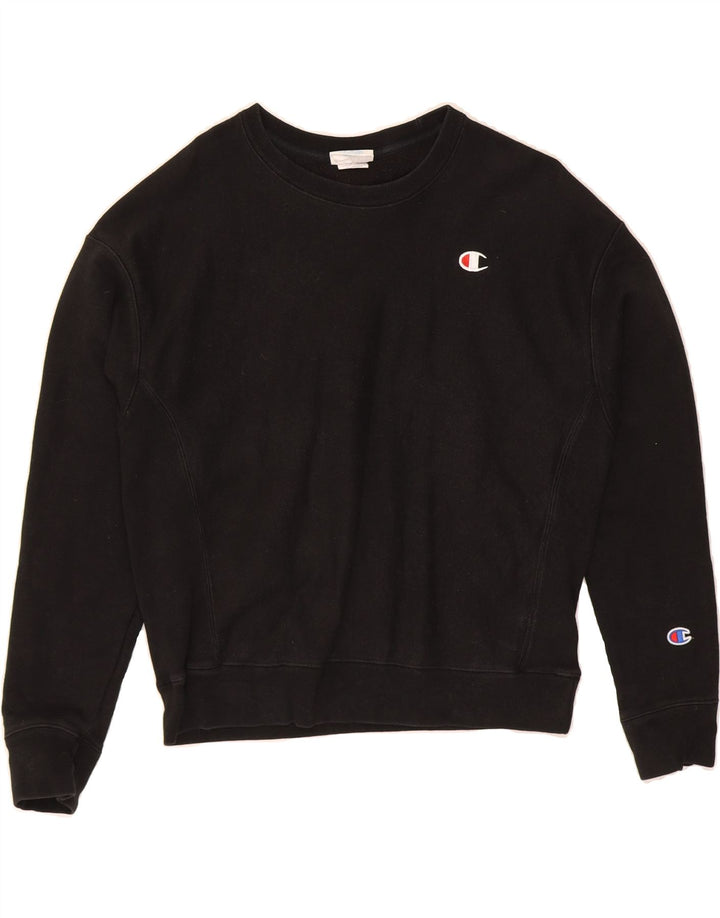 CHAMPION Womens Reverse Weave Sweatshirt Jumper UK 16 Large Black Cotton Vintage Champion and Second-Hand Champion from Messina Hembry 