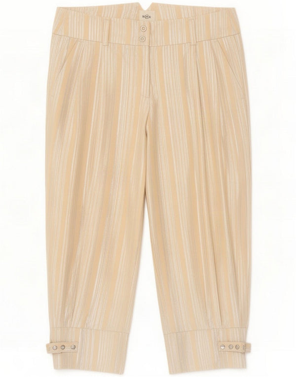 Cerruti 1881 Womens Capri Trousers IT 42 Medium W28 L21 Beige Striped
