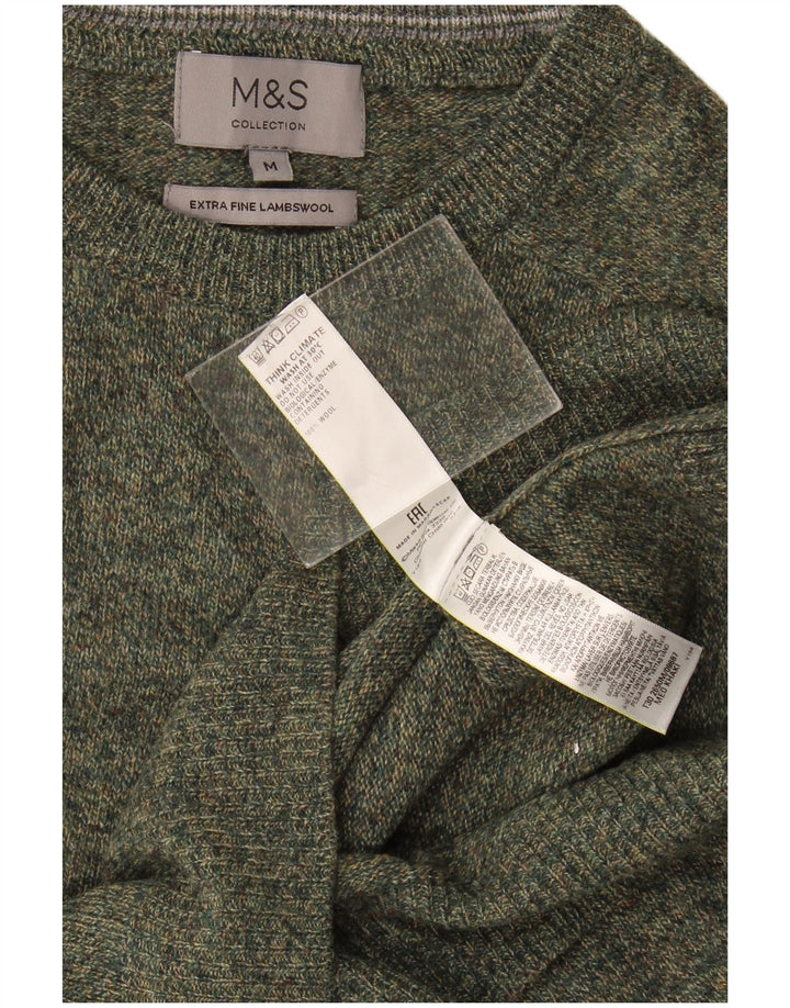 Pulover pentru bărbați Marks & Spencer, cu gât de barcă, verde mijlociu, pătat