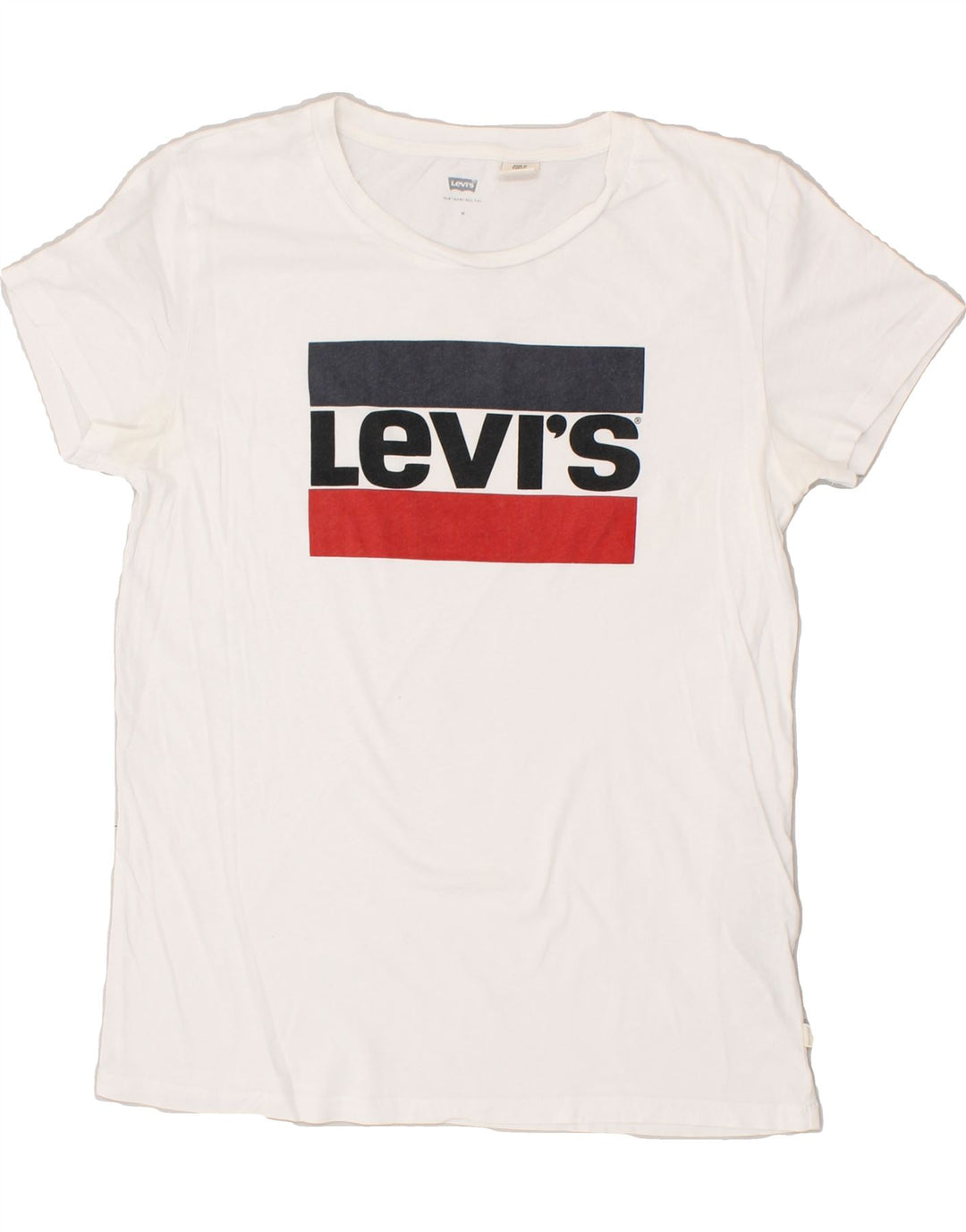 LEVI'S Womens Graphic T-Shirt Top UK 14 Medium White Cotton Vintage Levi's and Second-Hand Levi's from Messina Hembry 