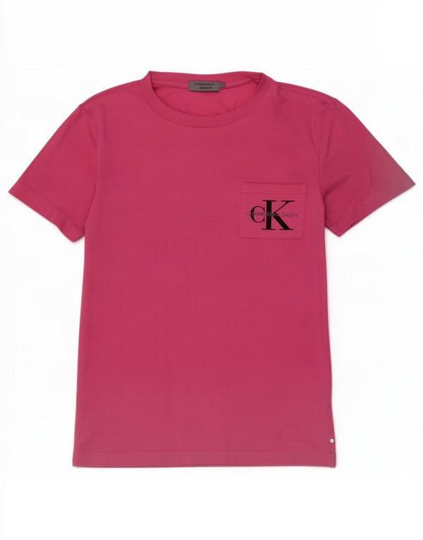 Calvin Klein Jeans Ženska majica kratkih rukava standardnog kroja UK 16 Large Pink Cotton