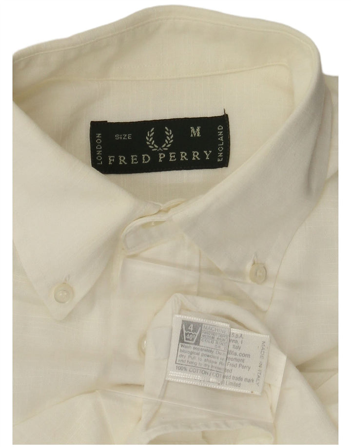 Fred Perry Mens Shirt Medium White Cotton