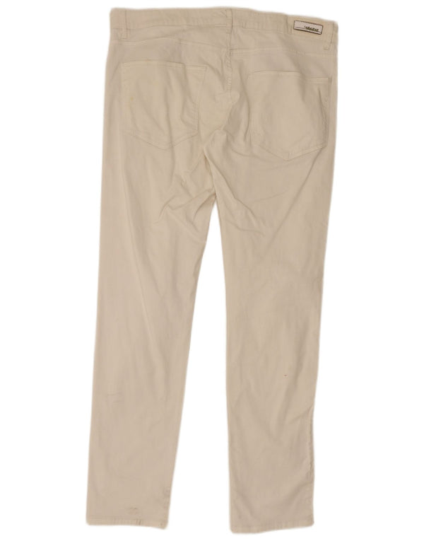 Zara Mens Straight Casual Trousers EU 46 XL W36 L32 White Cotton