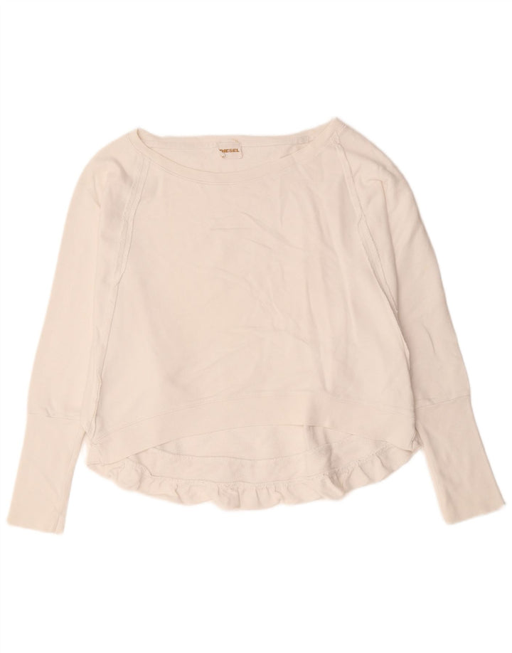 Felpa oversize da donna Diesel UK 14 cotone bianco medio