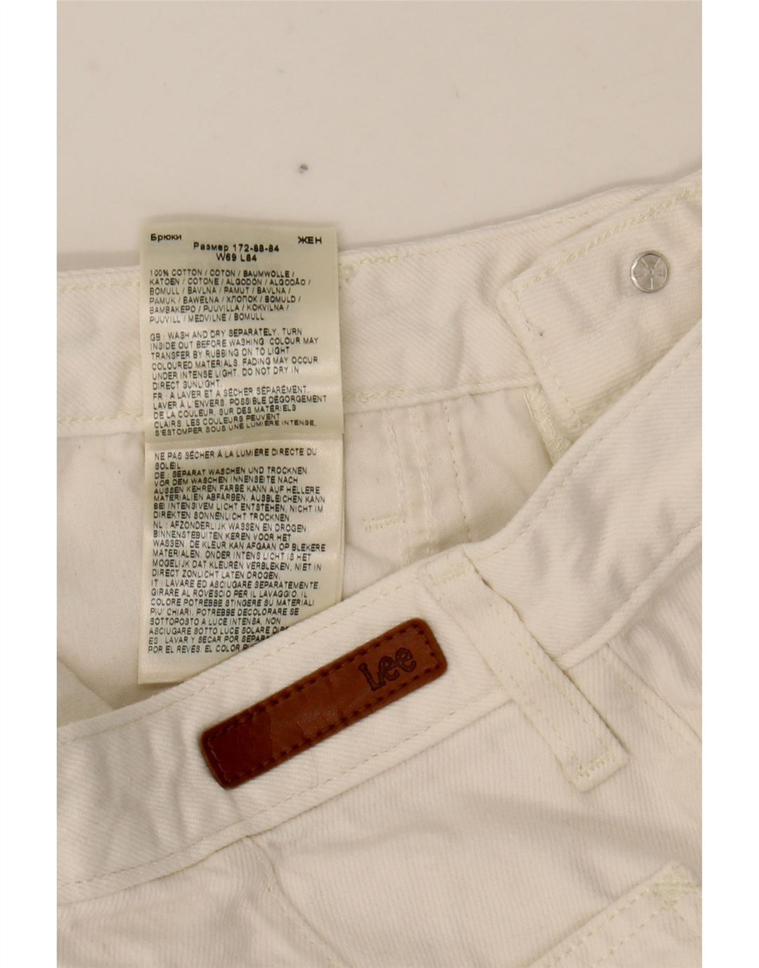 LEE Womens Stella Wide Leg Jeans W27 L27 White Cotton