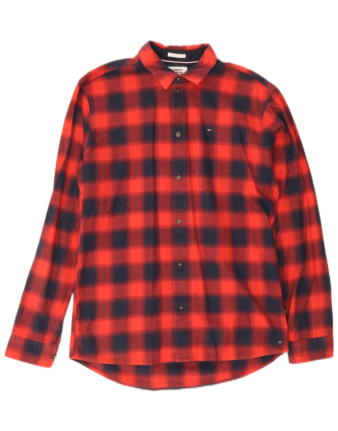 Męska koszula flanelowa Tommy Hilfiger w kratkę o regularnym kroju, w średnią czerwoną kratkę