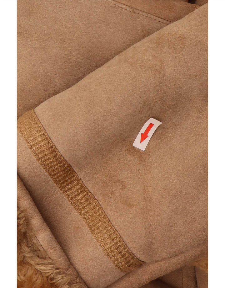 Vintage Dame Shearling Coat IT 44 Medium Beige Læder