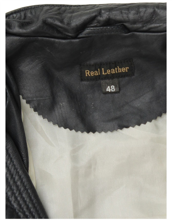 Geacă de piele vintage pentru femei IT 48 XL din piele bleumarin