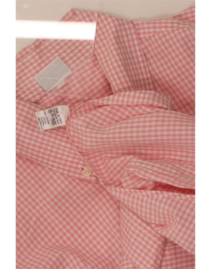 Benetton Mens Shirt Large Pink Gingham Cotton
