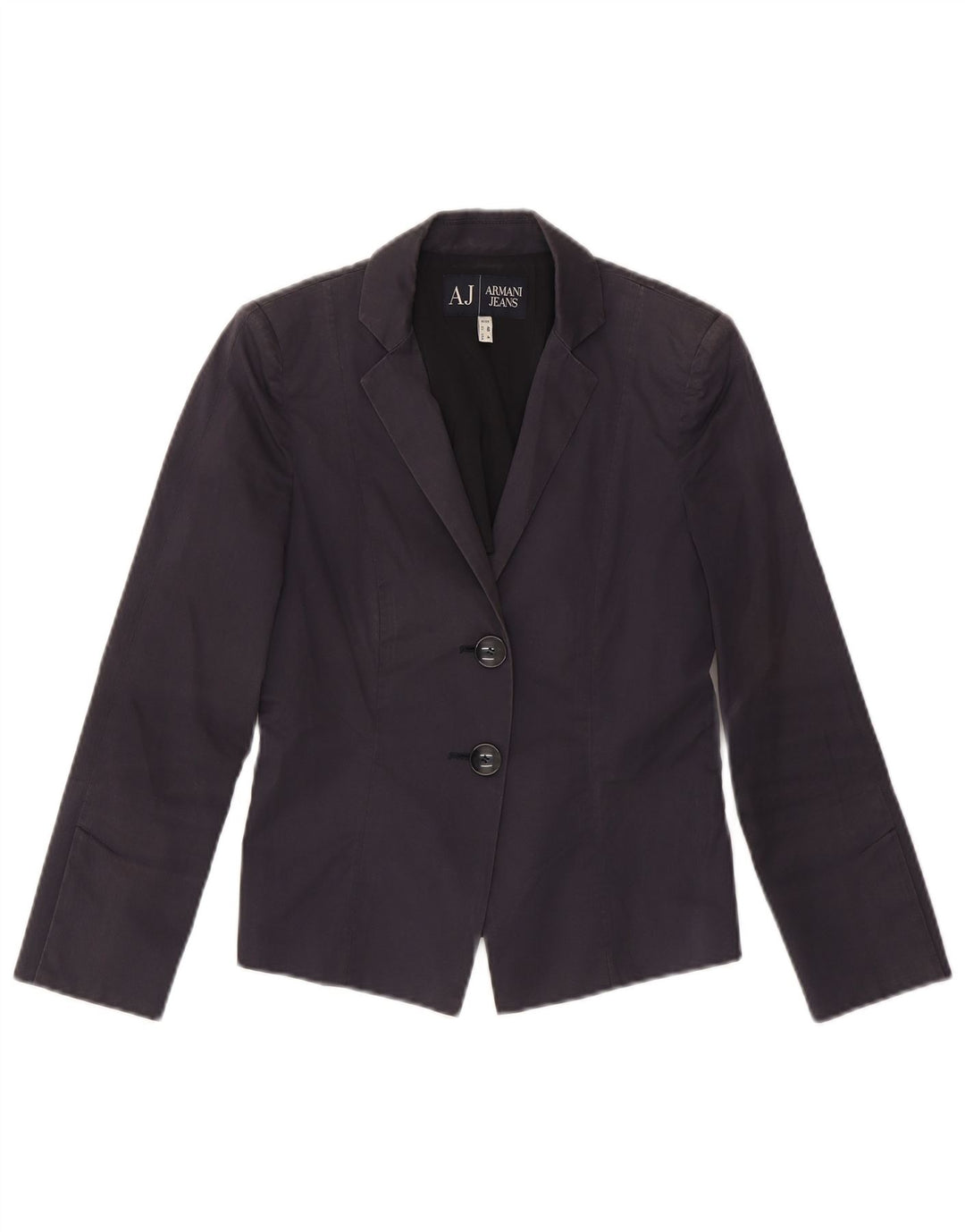ARMANI Womens Crop 2 Button Blazer Jacket US 4 Small Navy Blue Cotton