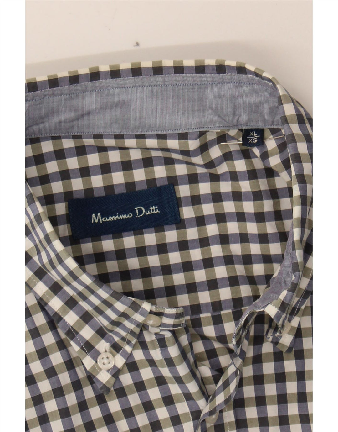 MASSIMO DUTTI Mens Shirt XL Navy Blue Gingham Cotton Vintage Massimo Dutti and Second-Hand Massimo Dutti from Messina Hembry 