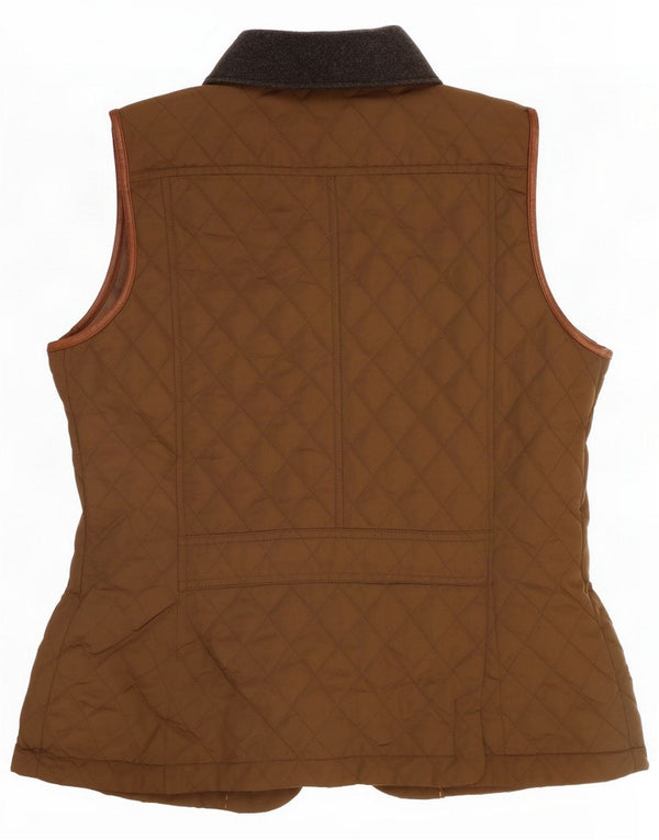 Massimo Dutti Womens Quilted Gilet UK 14 Large Brown Colourblock Polyester