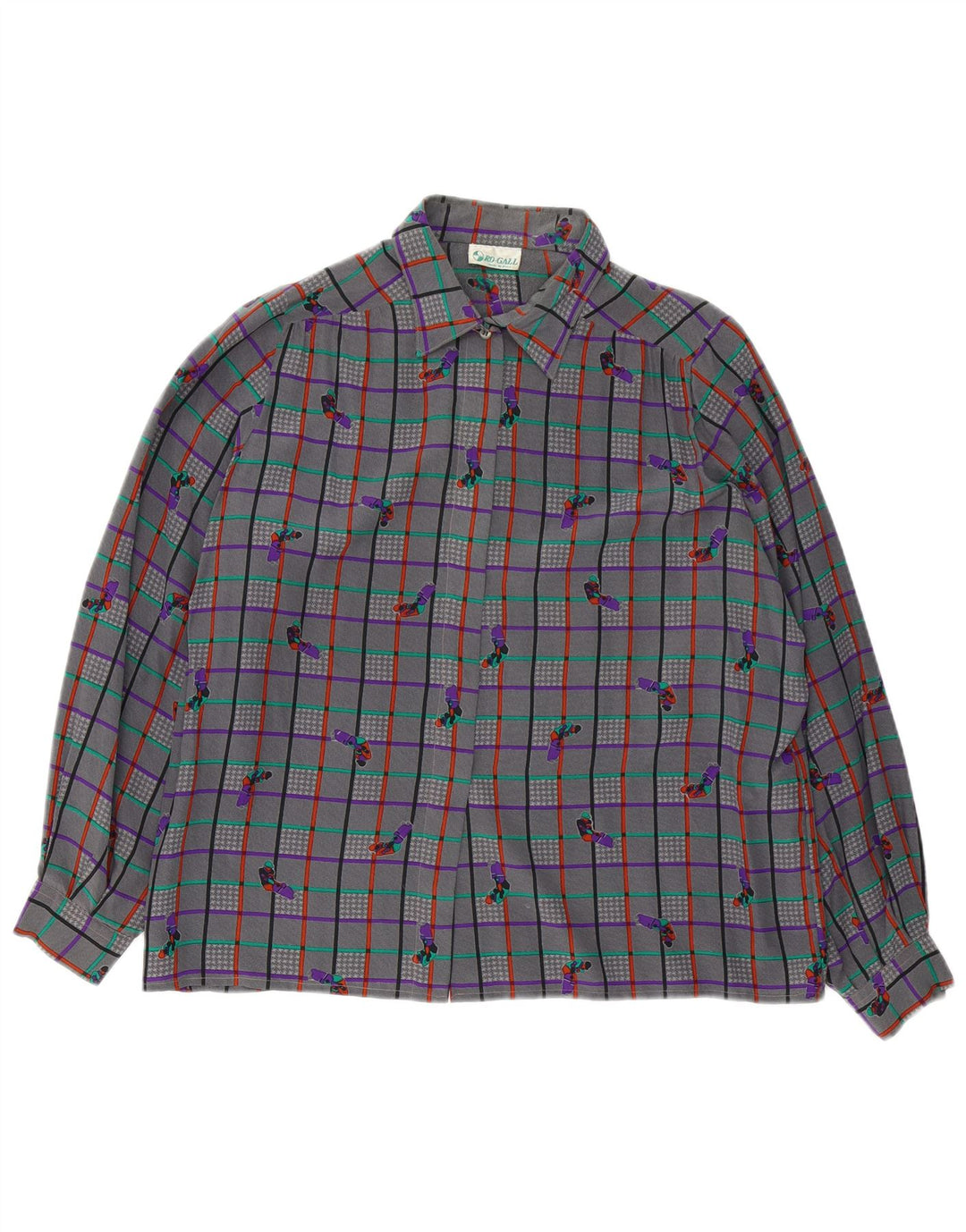 Vintage Womens Shirt Blouse UK 18 XL Grey Check