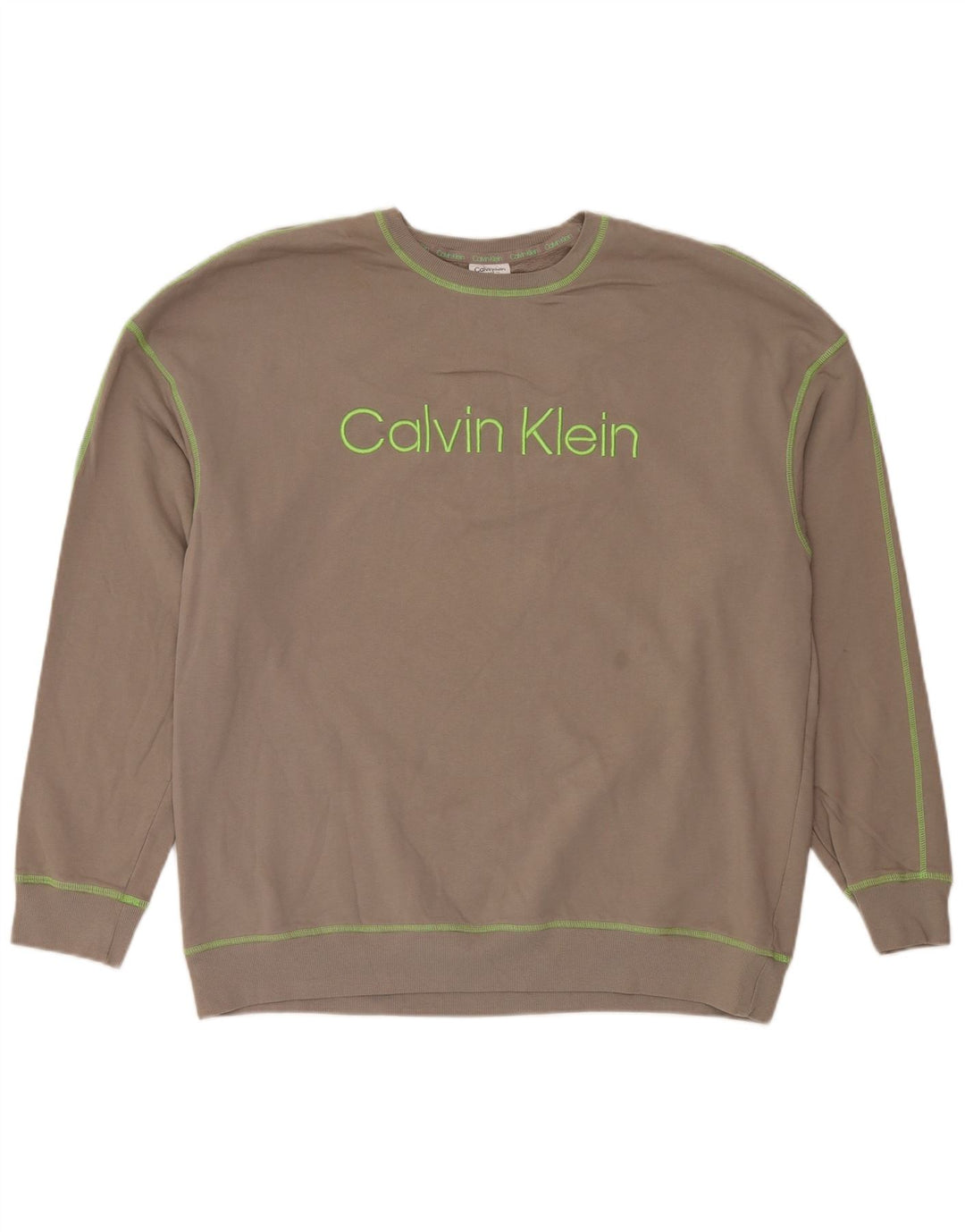 Calvin Klein Mens Graphic Top Long Sleeve Large Brown Cotton