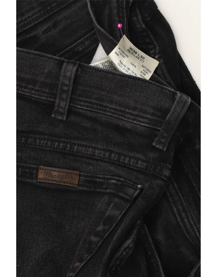 Wrangler Mens Straight Jeans W36 L30 Black Cotton