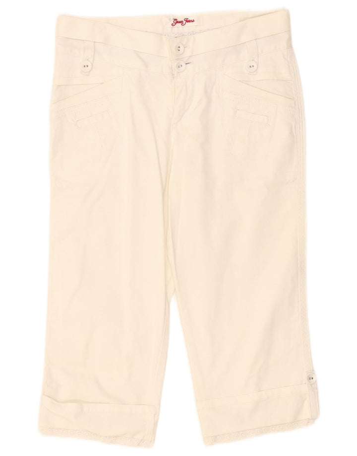 Guess Womens Capri Trousers W24 L18 White Cotton