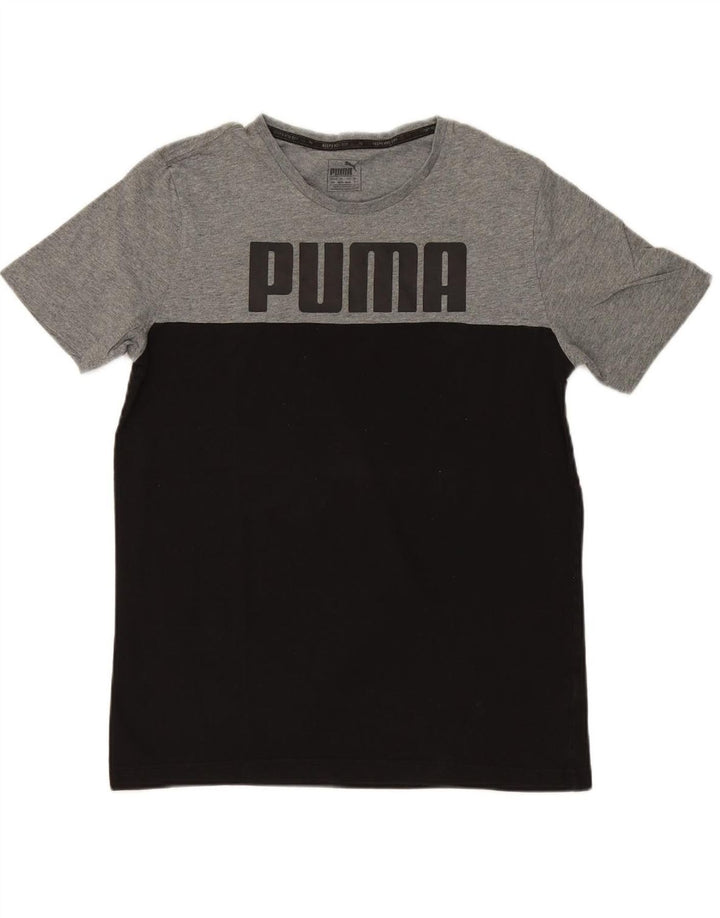 PUMA Mens Graphic T-Shirt Top Medium Black Colourblock