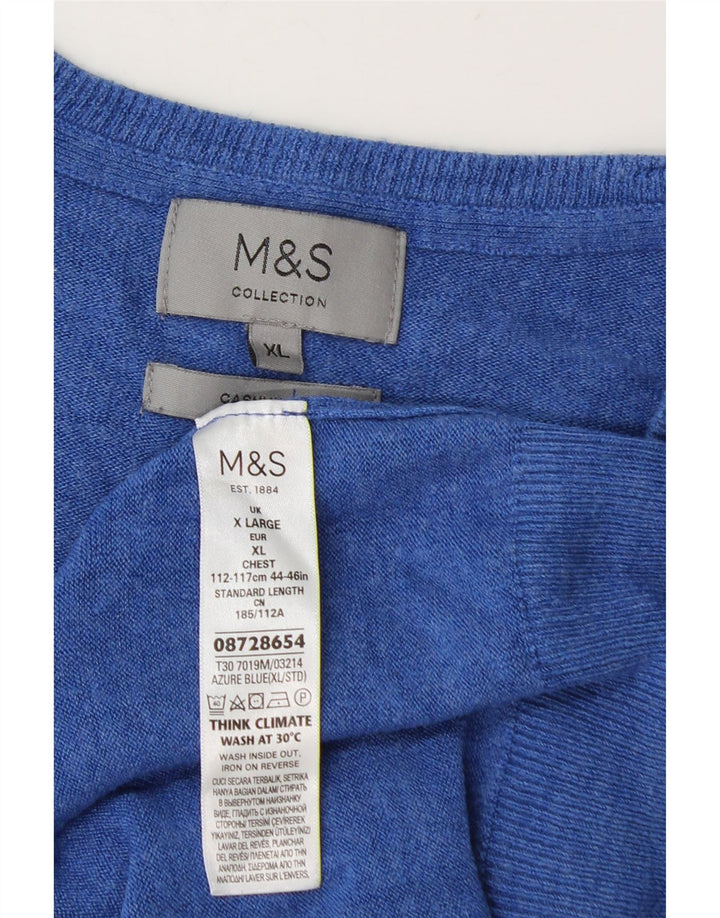Marks & Spencer Herre V-hals sweater XL Blå Akryl