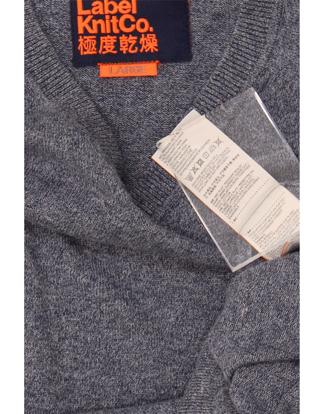 Suéter masculino SUPERDRY com decote em V grande algodão azul marinho