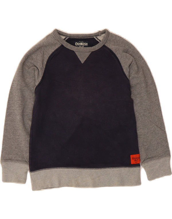 OSH KOSH Boys Sweatshirt Jumper 6-7 Years Navy Blue Colourblock Cotton