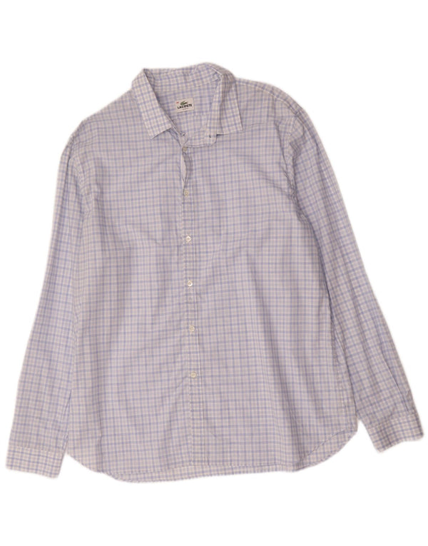 Lacoste Herren-Slim-Fit-Hemd, Größe 46, 2XL, blau karierte Baumwolle