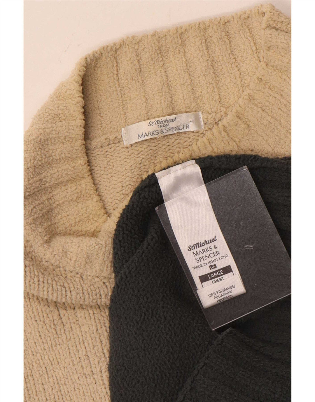 Marks & Spencer Pull à col roulé pour homme Large Blanc cassé Colorblock