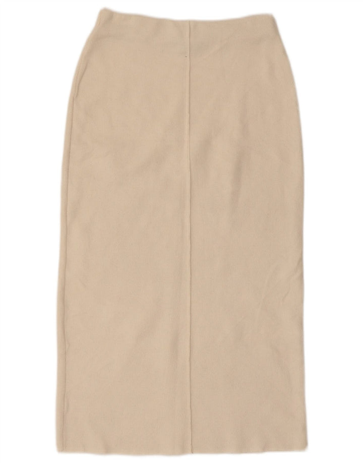 Zara Dame Strik Midi Nederdel Small W26 Off White