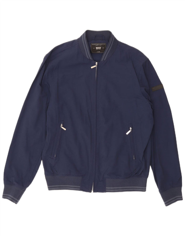 Carrera Mens Bomber Jacket UK 40 Large Navy Blue Cotton