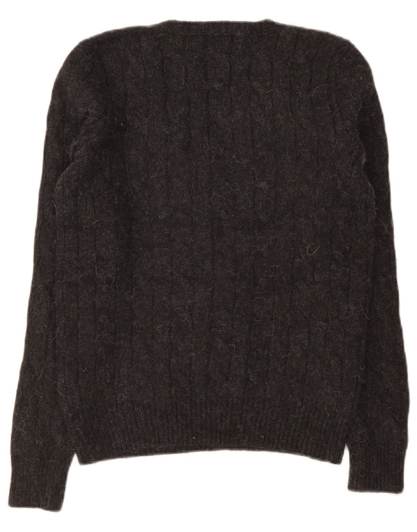 Ralph Lauren Dame V-hals sweater UK 12 Medium Grå Uld