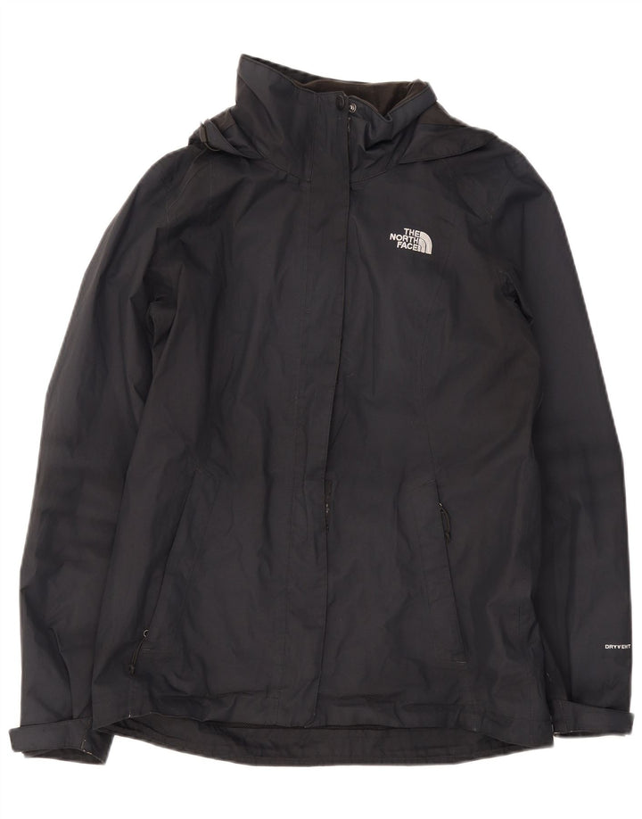 The North Face Womens Hooded Rain Jacket UK 14 Medium Black Polyester