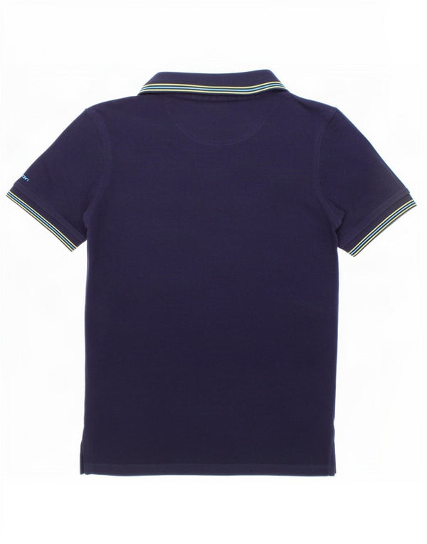 Ted Baker Boys Polo Shirt 6-7 Years Navy Blue Striped Cotton