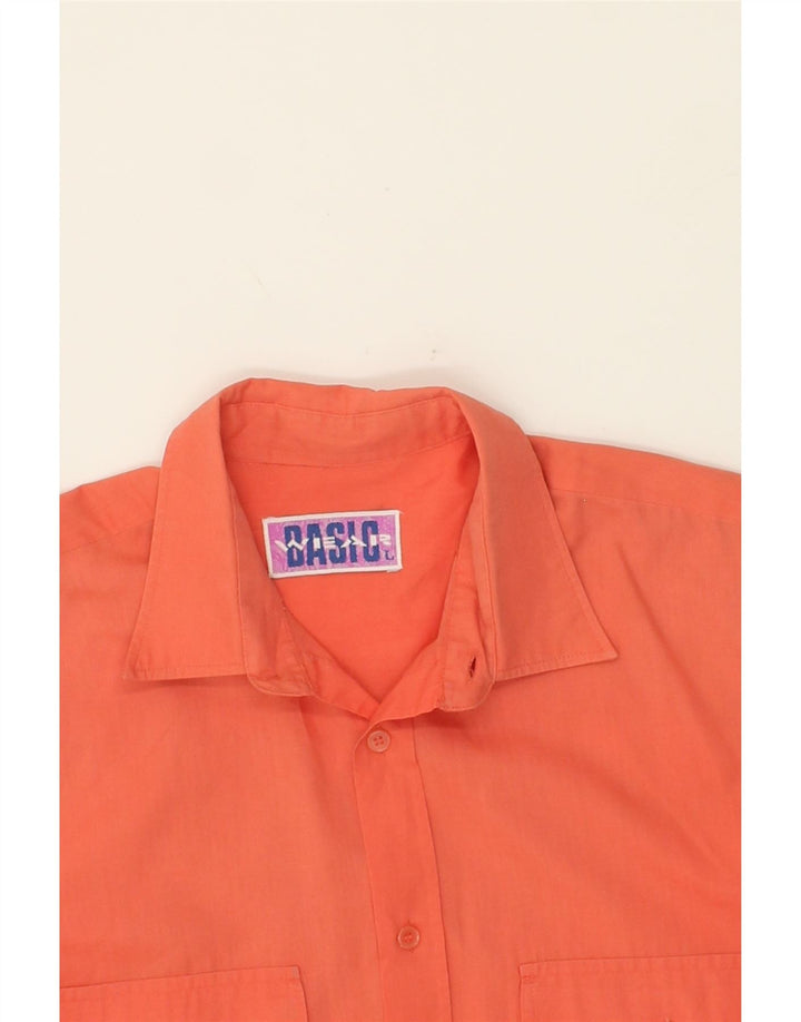 BASIC Mens Short Sleeve Shirt Large Orange Vintage Basic and Second-Hand Basic from Messina Hembry 