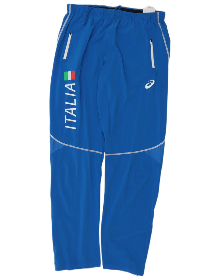 Asics Mens Italia Graphic Tracksuit Trousers XL Blue Polyester